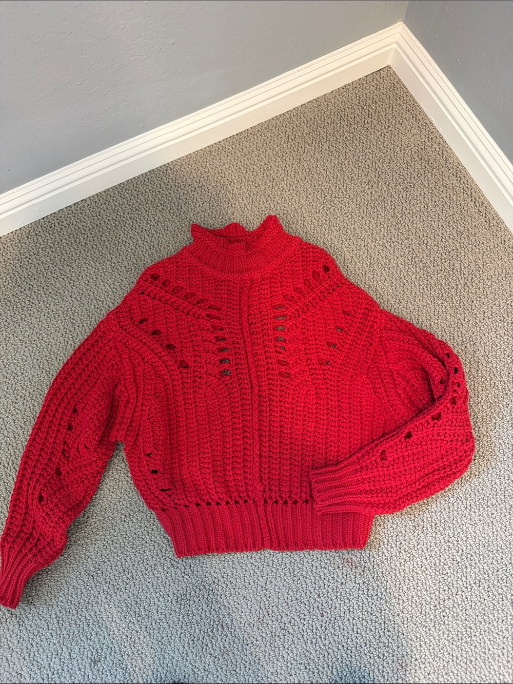 Isabel marant troupe Red Chunky Knit Mock Neck Sweater - Women